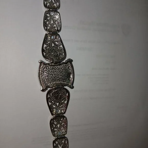 NEW Silver and Turquoise with Blue Accent Stones Toggle Bracelet - Picture 4 of 5